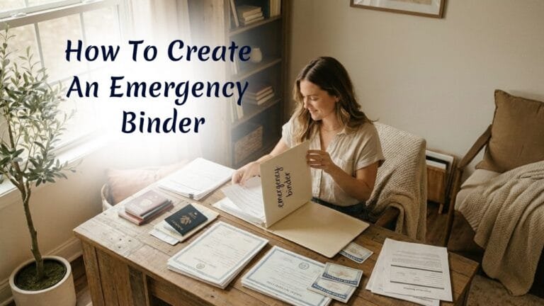 A family emergency binder filled with organized important documents